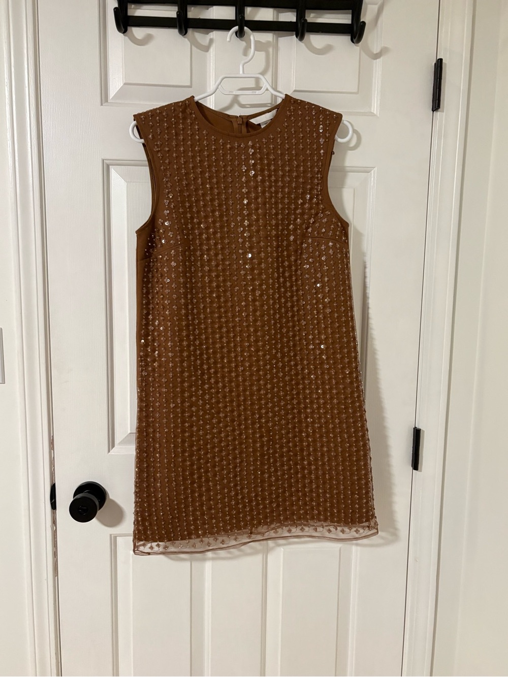 H&M Brown Sleeveless Sequin Shift Dress